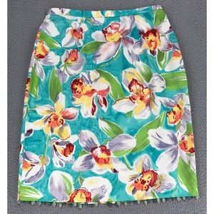 Vintage Intriguing Threads Pencil Skirt Size 10 Beaded Hem Multicolor Floral